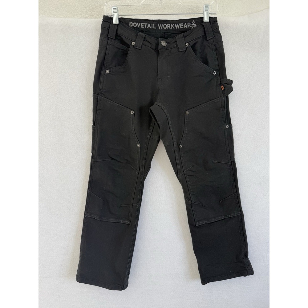 Dovetail Workwear Womens Double Knee Canvas Pants 6/28 Black Cordura Utility